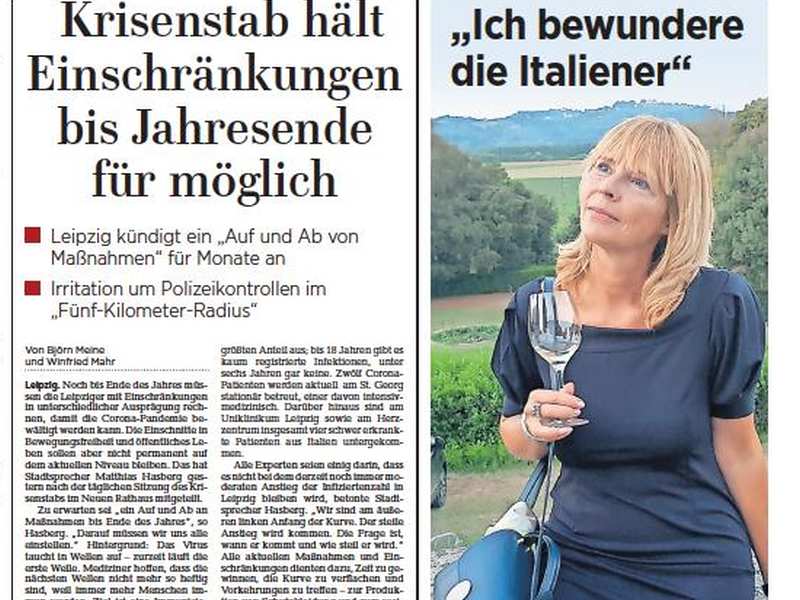 Kristina Schmidt auf der Titelseite der Leipziger Volkszeitung
